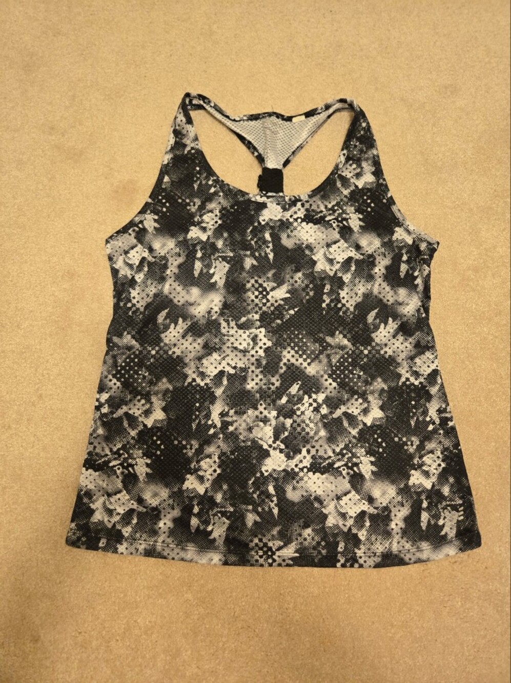 bcg Black and White Abstract Racerback Tank Top